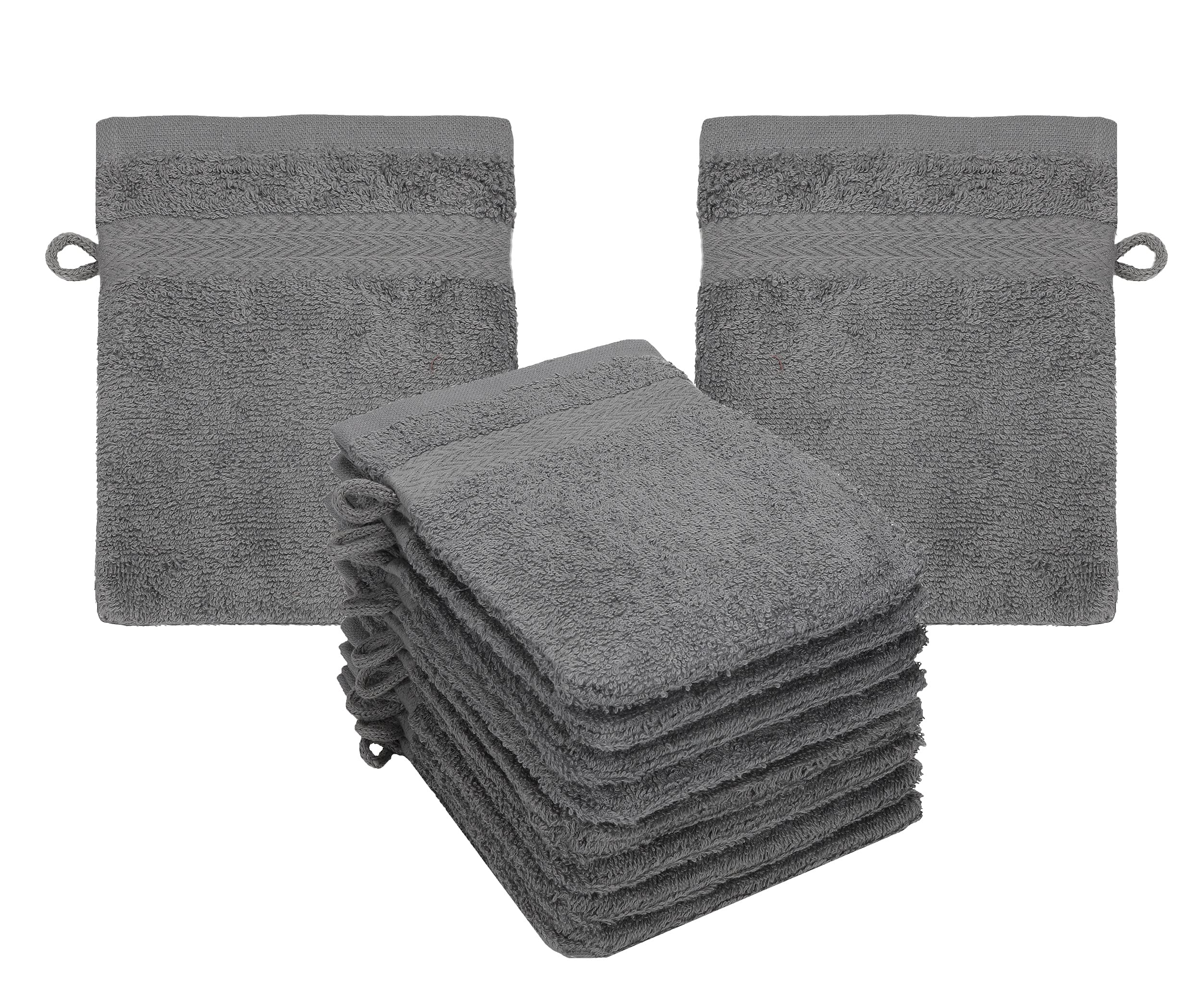 Betz PREMIUM Wash Gloves 10-piece set - terry flannels for face cleaning - made of 100% cotton - baby wash mitt colour anthracite grey