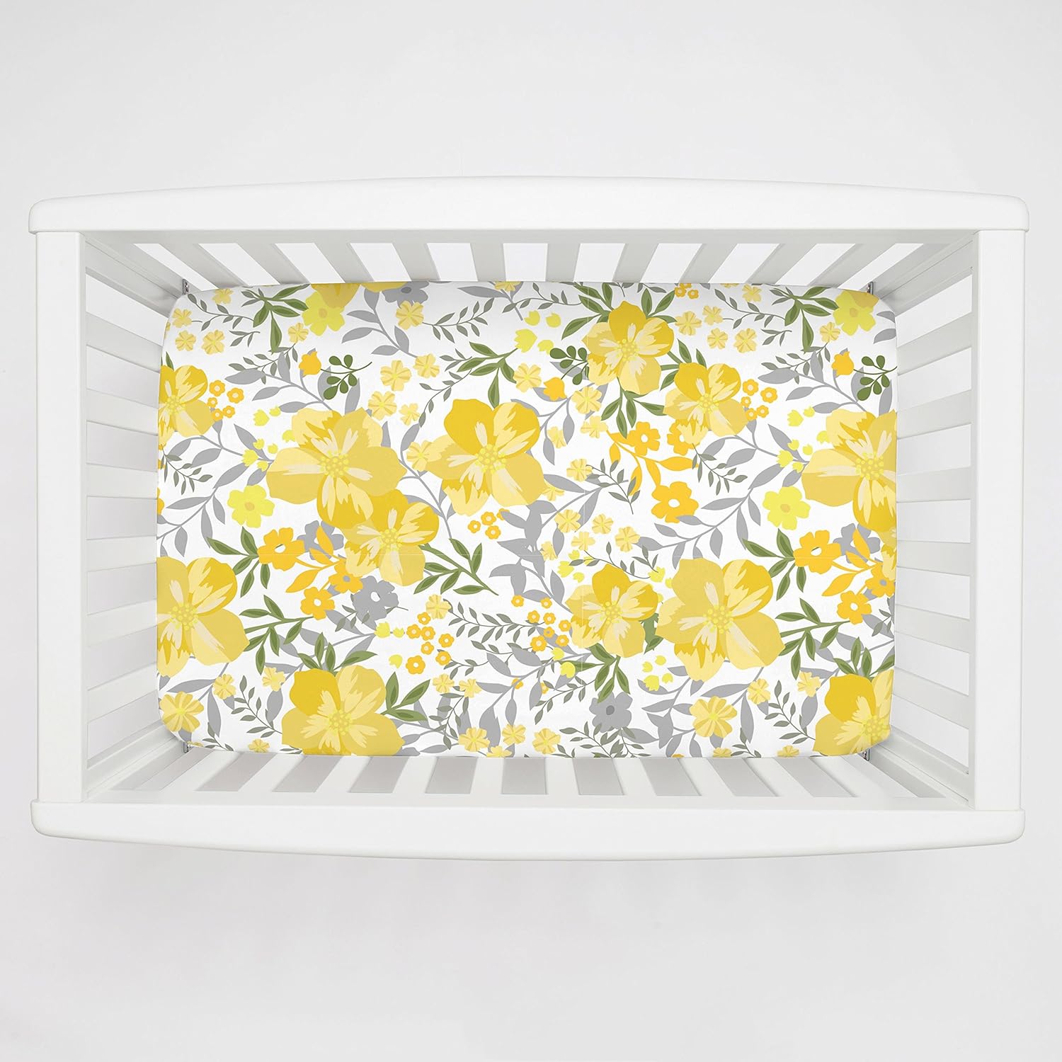 yellow floral crib sheet