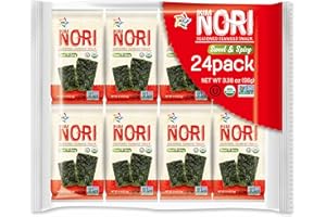 KIMNORI Seasoned Seaweed Snacks Sheets – Sweet ’N Spicy, 24 Individual Packs, Roasted Crispy Premium, 100% Natural Laver, 0.14 Ounce