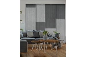 GoDear Design Deluxe Adjustable Sliding Panel Track Blind 45.8"- 86" W x 96" H, Extendable 4-Rail Track Vertical Blinds for Large Window, Patio Door, Hanging Room Divder, Manhattan Mist