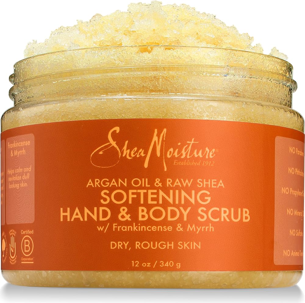 Shea Moisture Argan Oil Raw Shea Body Scrub 12 oz Deeply Nourishing Softening