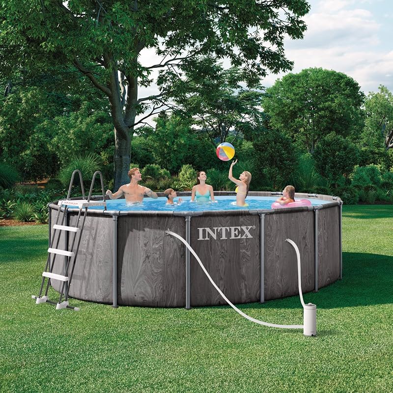- Piscina Desmontable, Greywood Prism Frame Premium, D457x122 cm, Capacidad 16.805 litros, Escalera, Tapiz, Cobertor, Depuradora Cartucho, Montaje 45 Minutos, Conexiones Ø32 mm (56093)