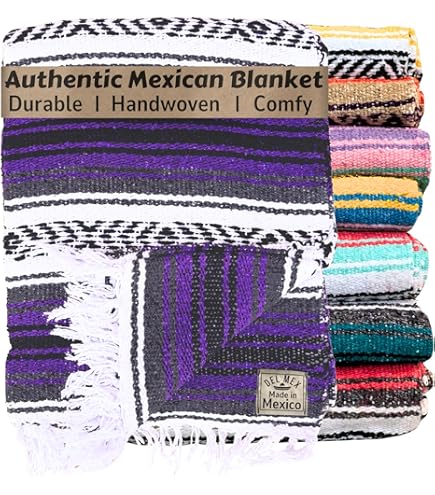 La Montana 4 Pack Mexican Blankets, 74" X 50" Yoga Blankets, Light - Foto 10