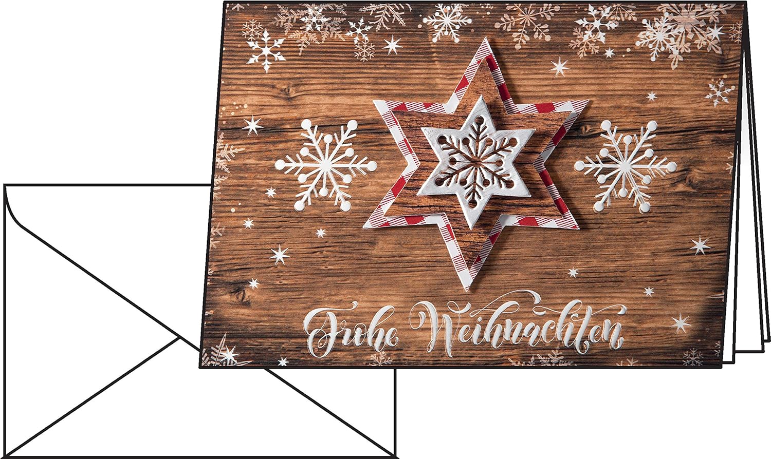 SIGEL DS054 Christmas Greeting Card "Country Stars", A6 (A5), blank, 10 Pieces incl. 10 envelopes, easy to print - Image 3