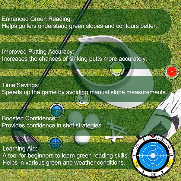 KEYUANET GOLF BALL MARKER FOR PUTTING GREEN GOLF ACCESSORIES GADGETS GIFTS FOR MEN WOMEN GREEN READER WITH HIGH PRECISION READING AID SLOPE MEASUREMENT IMPROVE SKILLS 1 PACK MARKING (WHITE BLUE)