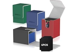 Mlikero 4 Pack Card Storage Box Large Size Fit for 100+Single Sleeved Cards with 4 Dividers, Trading Card Deck Box Compatible