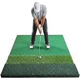 TriZone Ultimate - 6x4 ft Ultra Premium Tri-Turf Golf Hitting Mat | Nylon Fairway, 15mm NBR Base | Indoor/Outdoor Practice Mat for Simulator | 9 Tee Holes + Tees | Extra Large Durable Golf Mat
