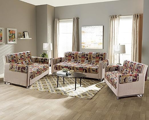 Amazon Com Rustic Cabin Lodge Quilt Stitched Couch Sofa Loveseat