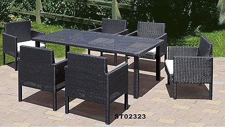 Amazon De Angebot Xl Rattan Gartenmobel Polyrattan Set Tisch Und 6 Stuhle Luxus Gartenset Sitzgruppe