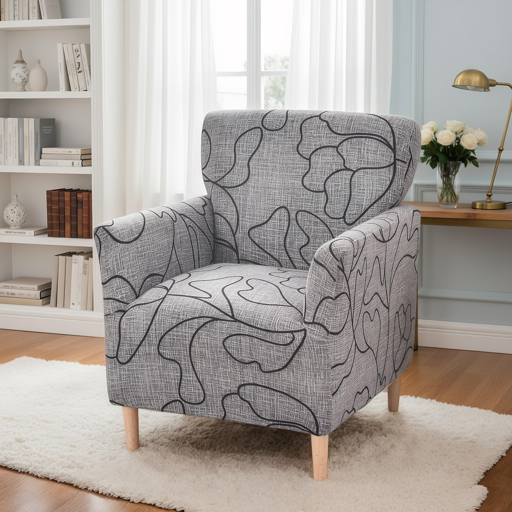 LiveGo Stretch Banquet Armchair Slipcover, Knit Chair Covers with Arms, Non-Slip Waterproof Chair Slipcover for Living Room, Office, Reception, and Pet-Friendly Furniture Protector (Color K)