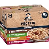 Quaker Instant Oatmeal, Protein 4 Flavor Variety Pack, 7g+, Individual Packets, 24 Count