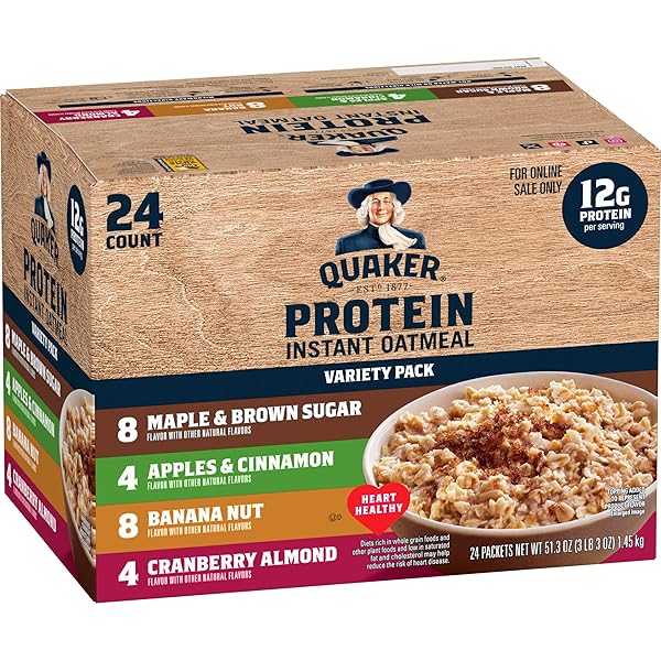 QUAKER INSTANT OATMEAL, PROTEIN 4 FLAVOR VARIETY PACK,...