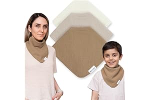 Drybble Bandana Bibs with 3 Waterproof Lining Organic Cotton Drool Bibs for Adults and Children, Adjustable Snaps