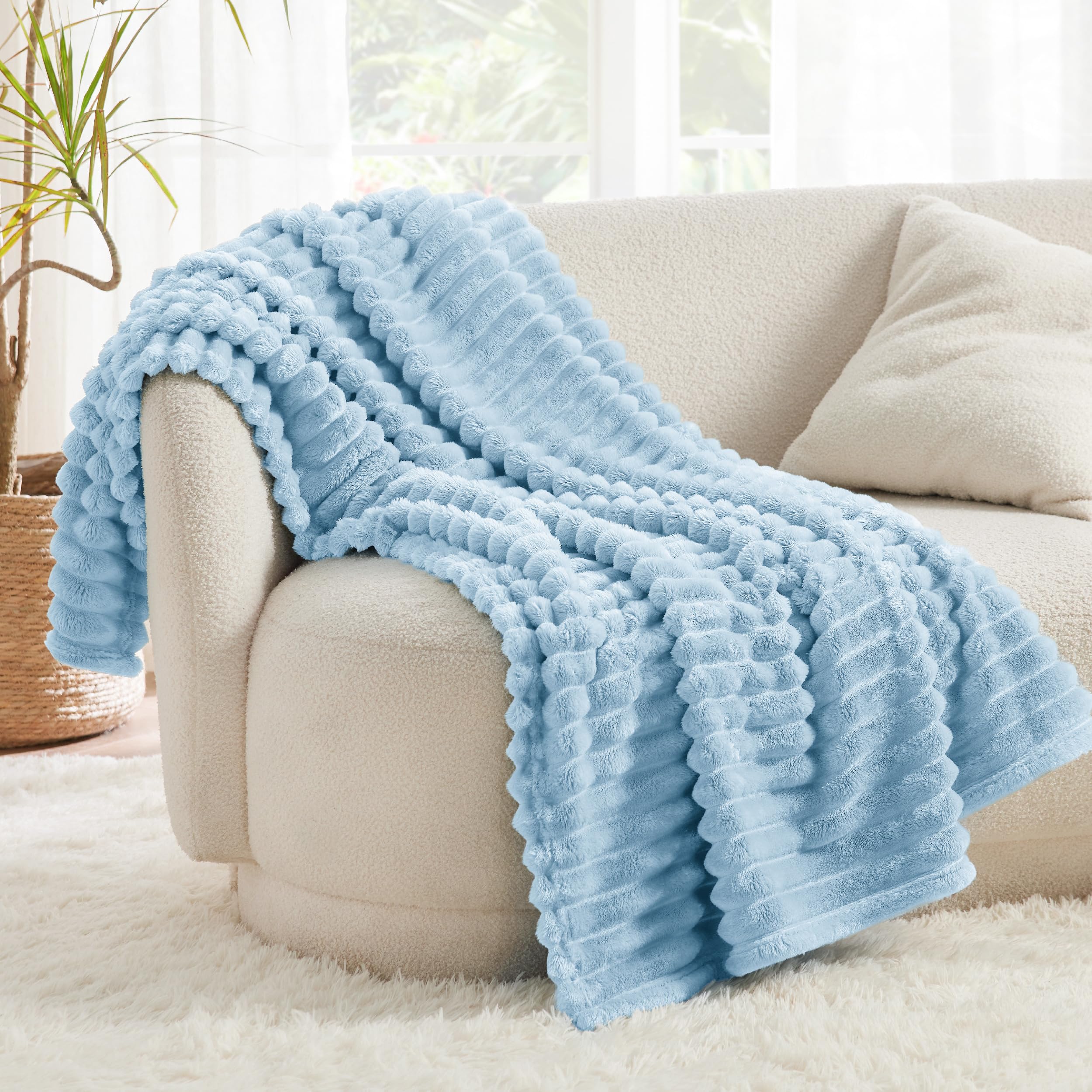 Super Soft Blue Throw Blanket
