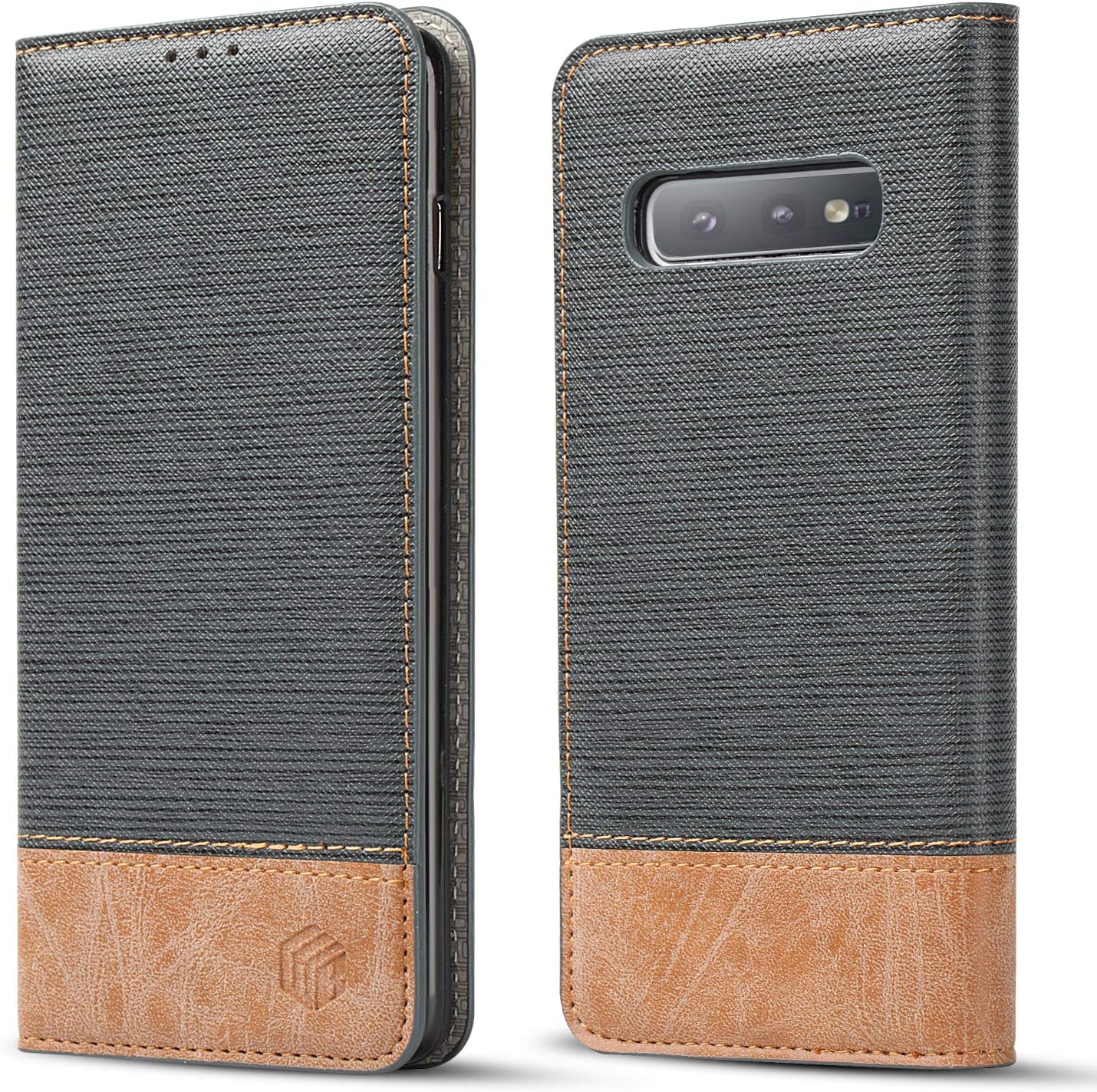 WenBelle Slim Wallet Case for Samsung Galaxy S10e,[Blazers Series] Stand Feature,Double Layer Shock Absorbing Premium Soft PU Color Matching Leather Flip Cases Apply to Galaxy S10e (Grey)