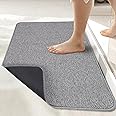 Bath Mat,Ultra Thin Bath Rugs,Rubber Bath Mats for Bathroom,Quick Dry,Non-Slip,Machine Washable,Fit Under Door,Super Absorbent Bathroom Rugs for Bathroom Floor,Shower,Sink.(Grey,17''x27'')