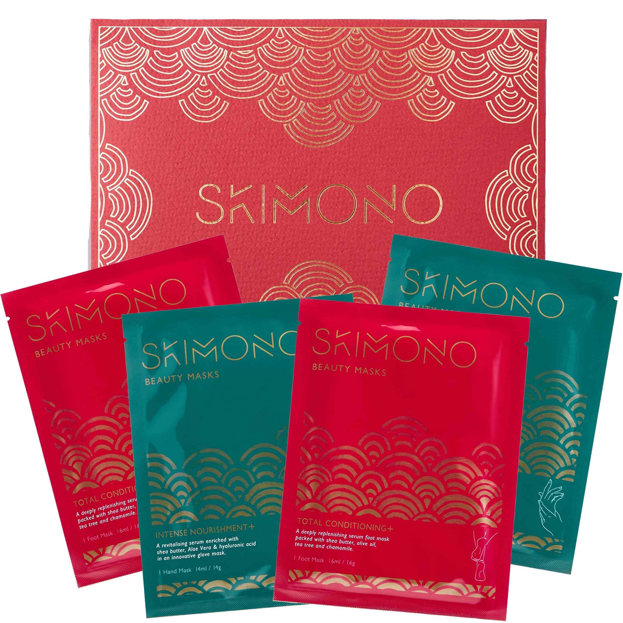 Skimono Mani Pedi Collection: 2x Hand Masks & 2x Footmasks -Nourishing Skincare for Hydrated Hands & Feet, Great Set for Gifting, Pamper Spa Set