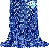 50 PCS Blue Bead Necklace, Blue Mardi Gras Beads Christmas Necklaces, 33" 4th of July Patriotic Beads Necklaces, Parade Throw Accessories for Independence Day Mardi Gras Hanukkah Pirate Theme Party