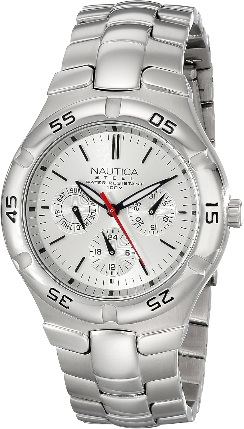Nautica Men's N10074 SilverTone Stainless Steel Watch with