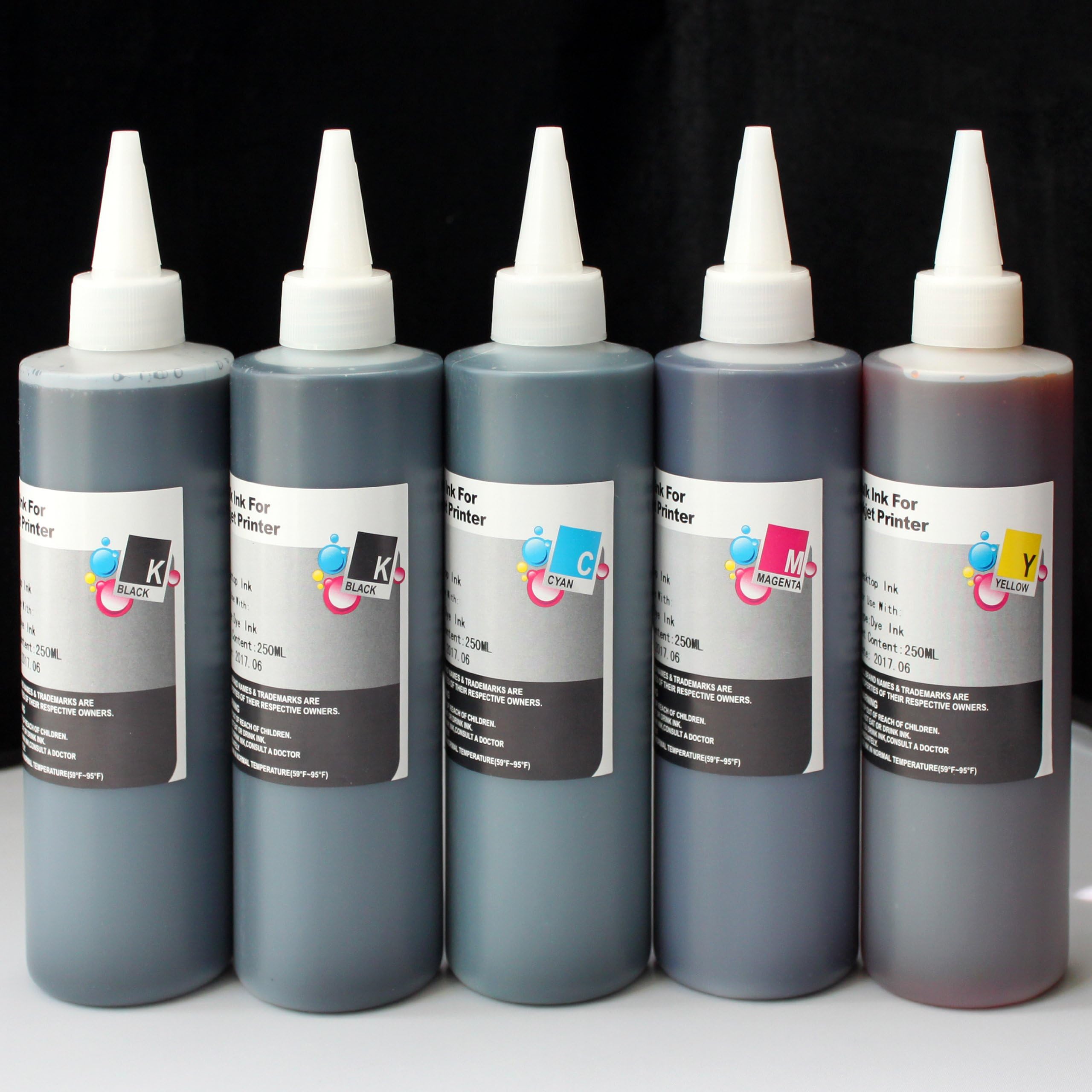 1250ml Compatible CISS Refill Ink Bottles(1250ml, 250ml Per Color & Extra 250ml Black) HP940 940XL for HP All-in-one Printers HP OfficeJet Pro 8000 Pro 8500