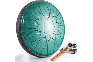 LRONBIRD Steel Tongue Drum Musical Instruments: 6 Inch 11 Notes Metal Hand Drums, Music Gifts for Family Friends (Malachite)