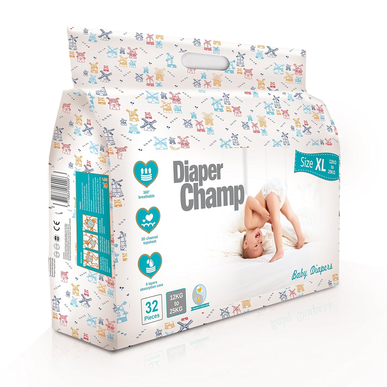 Buy DIAPER CHAMP No Chlorine and Paraben Diapers (Extra Large Size, 12