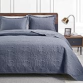 Love's cabin California King Size Quilt Set Blue Bedspreads - Soft Summer Lightweight Bedspread Comforter - Modern Style Coin Pattern Coverlet for All Season - 3 Pieces (1 Quilt, 2 Pillow Shams)