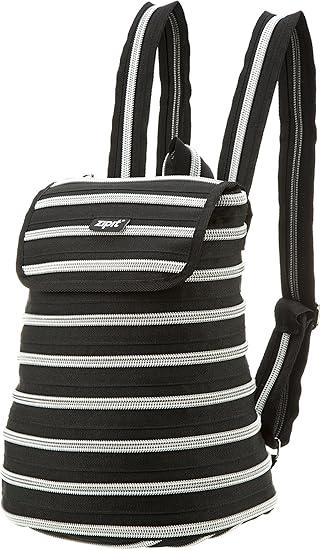 black backpack with silver zippers