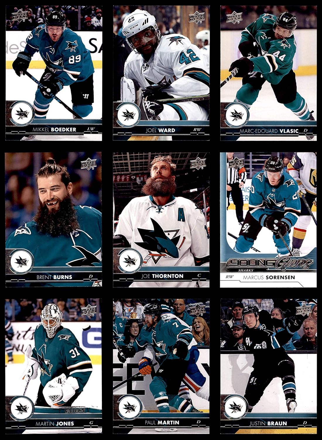 2017-18 Upper Deck San Jose Sharks Almost Complete Team Set San Jose Sharks (Baseball Set) Dean's Cards 8 - NM/MT Sharks