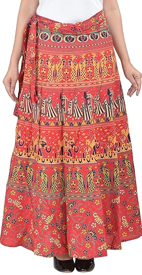Women's A-Line Skirt (SKT3142_Red_Free Size)