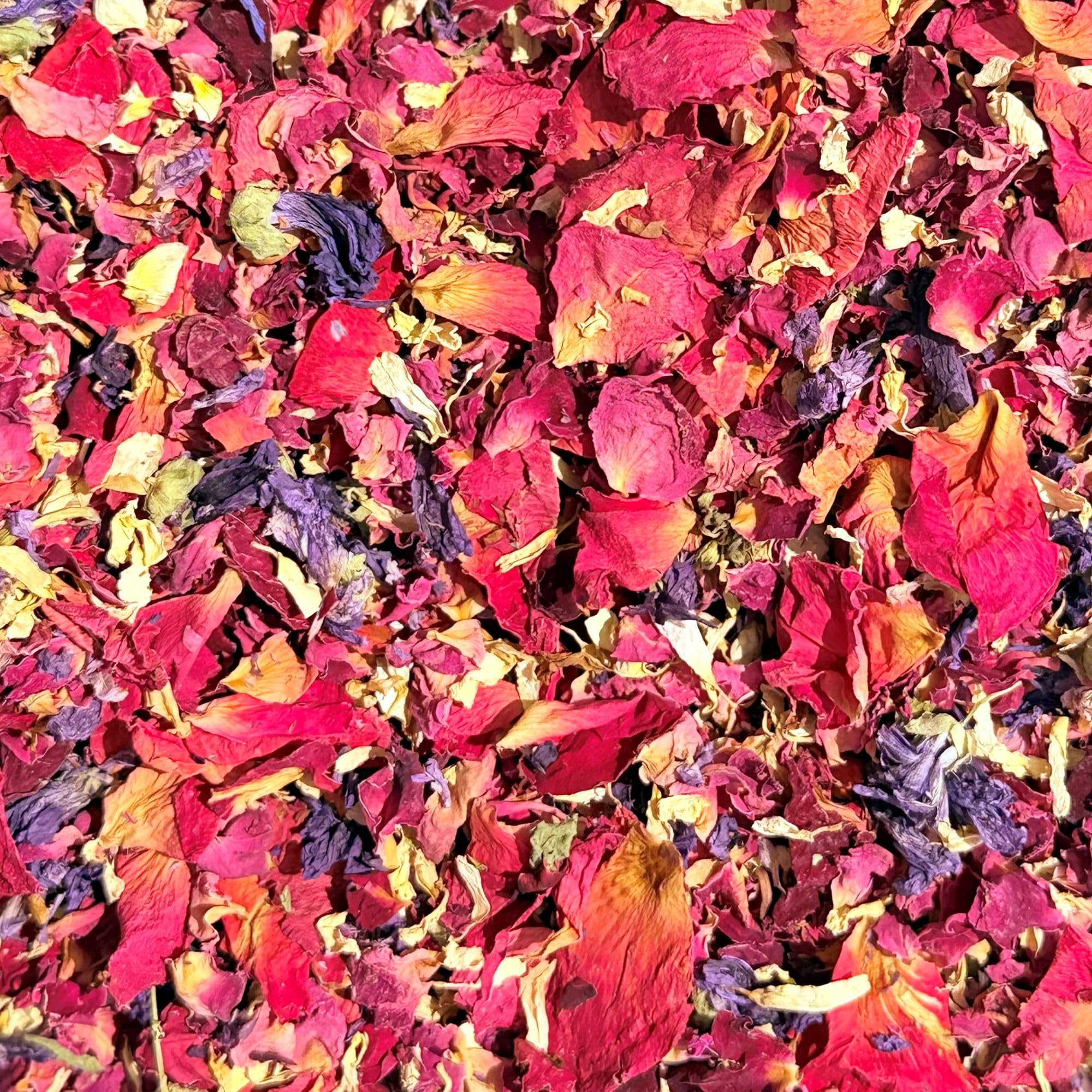 Natural Petal Confetti - 1 Litre - 'Winter Berry' mix of Burgundy Rose, Purple Mallow & Cream Daisy - Biodegradable (414)