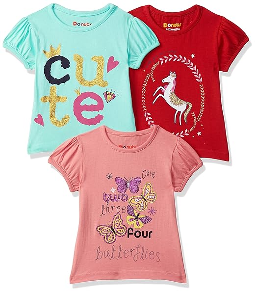 Baby-Girls Regular fit T-Shirt (Pack of 3)