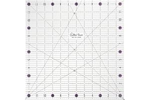 The Quilted Bear Quilting Rulers - Transparent Acrylic Non Slip Quilting, Patchwork & Sewing Ruler with Clear Black Lines & 30, 45 & 60 Degree Angles for Perfect Accuracy & Precision (12.5" x 12.5")