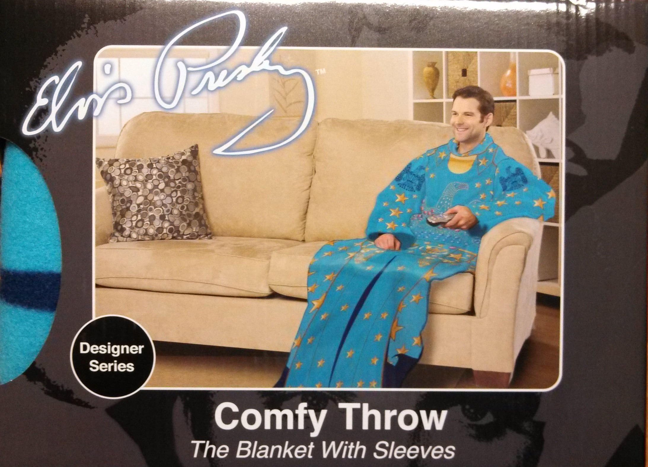 Elvis Presley Comfy Throw Blanket with Sleeves Blue