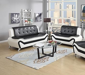 Amazon Com Us Pride Furniture 2 Piece Modern Bonded Leather Sofa