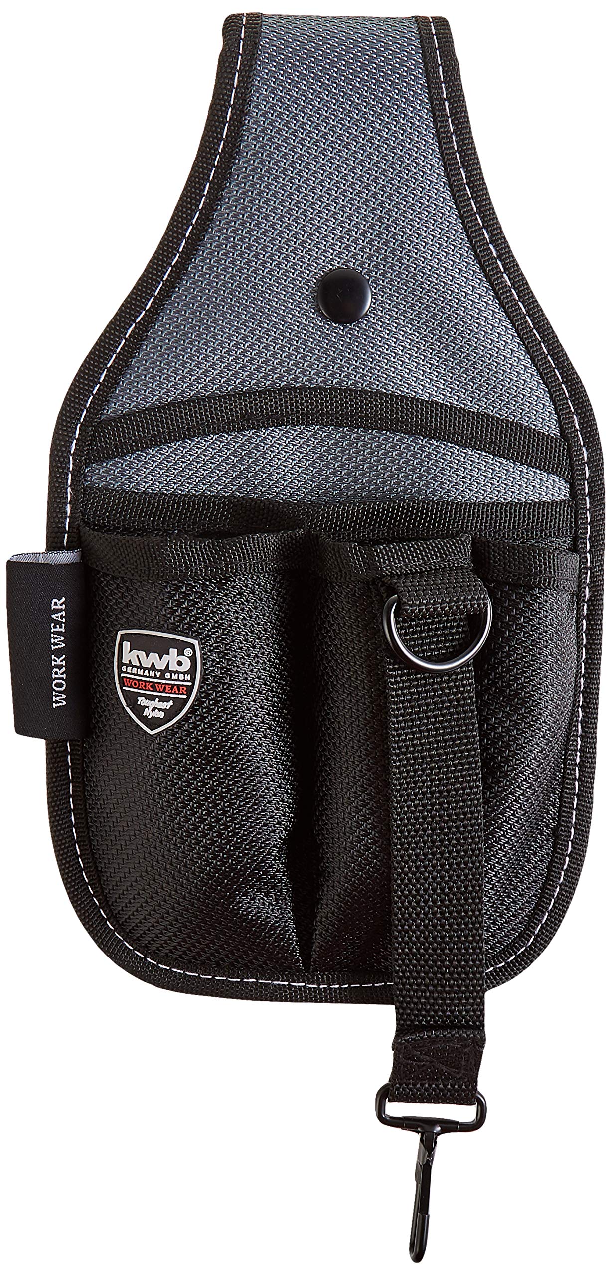 kwb Tool Belt Bag Made of Robust Nylon, with 2 Large and 3 Small compartments, Hammer Loop and Carabiner Hook Loop, Suitable for Belts up to 7 cm Wide