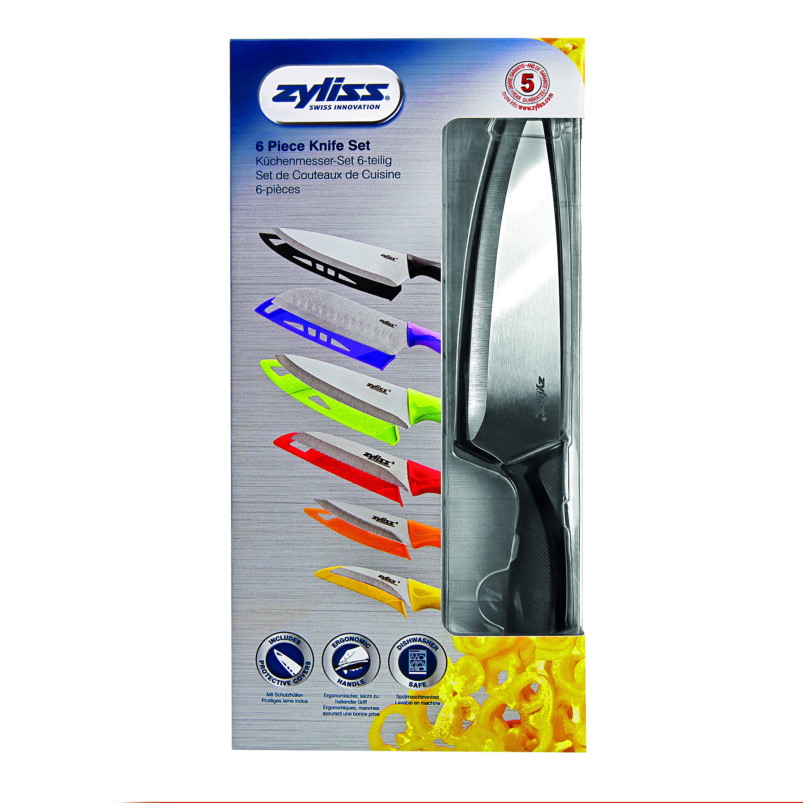 ZYLISS 6 Piece Kitchen Knife Set with Sheath Covers, Stainless Steel 54067201443 eBay
