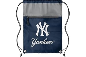 FOCO MLB Officially Licensed Unisex Team Color Baseball Primary Logo Wordmark Drawstring Backpack With Zippered Pocket - New York Yankees