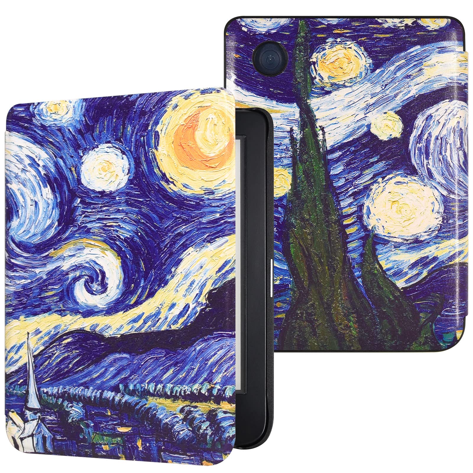 DMLuna Case for Kobo Clara 6" eReader, Ultra Slim Lightweight Folio Premium PU Leather Protective Cover with Auto Sleep/Wake Function, Starry Night — image 1