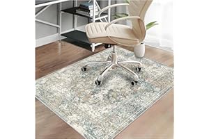 BAISIDANDI Office Chair Mat for Hardwood Tile Floor, Under Desk Carpet Protector for Rolling Computer Chair Mats, Machine Washable Rug, Anti-Slip Thick Low Pile Floor Mat. (Green Old, 2.9ftx3.9ft)