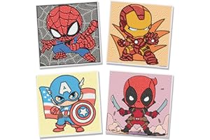 SRETOUL 4 Pack Cartoon Diamond Art Kits for Kids-Cartoon Diamond Art Painting Kits for Girls, Crafts for Kids Ages 4-8 for Home Wall Decor Present 6X6 inch