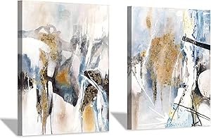 Abstract Canvas Wall Art Picture: Multicolor Print Painting Artwork for Bathroom (16'' x 12'' x 2 Panels)