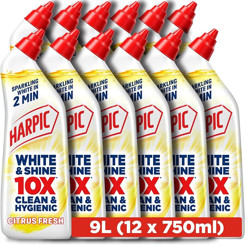 Harpic White & Shine Bleach Toilet Gel Citrus 750ml 12 x 750ml 9.0L