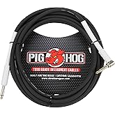 Pig Hog PH10R High Performance 8mm 1/4" to 1/4" Right-Angle Guitar Instrument Cable, 10 Feet