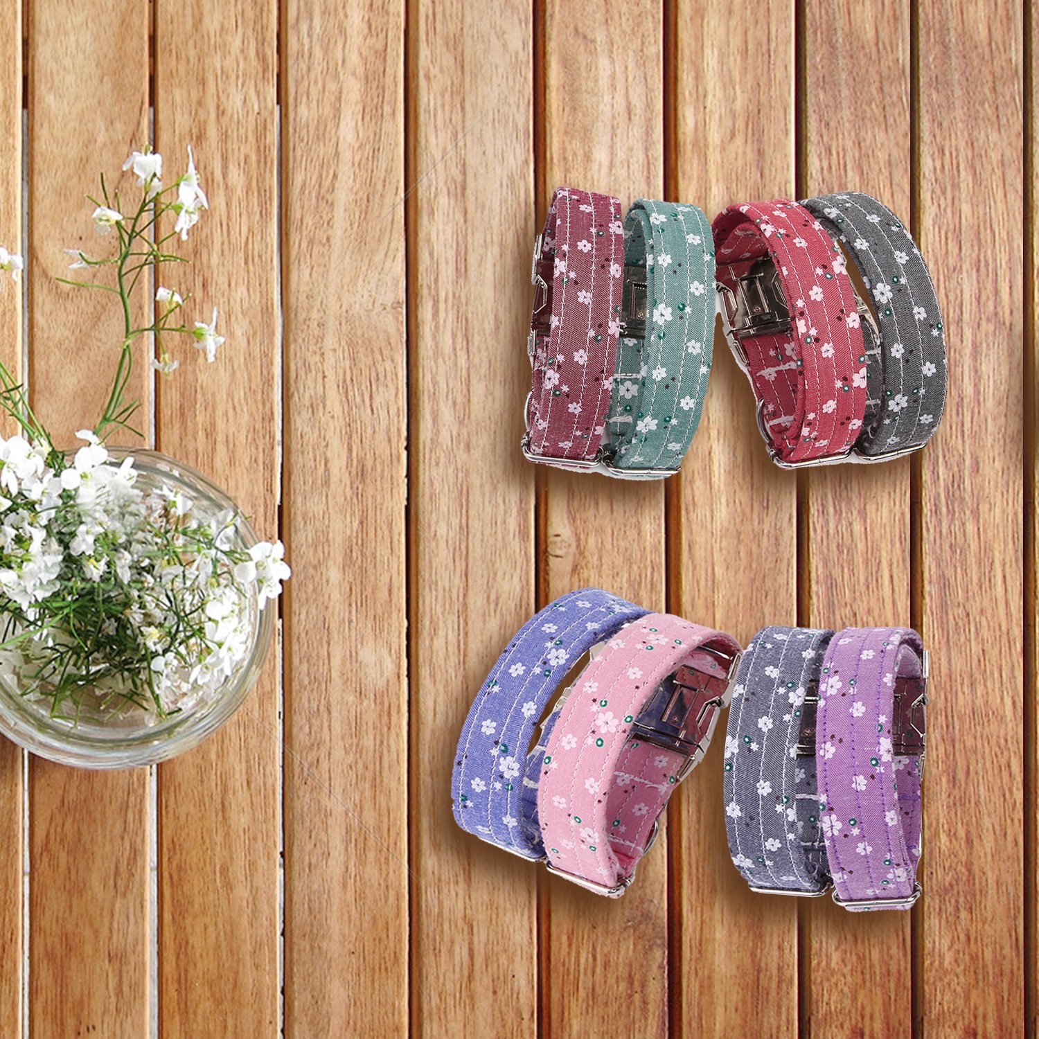 Wefine Personalized Dog Collars, Custom Engraved with Pet Name and Phone Number, Adjustable Fabric Cotton ID Collar, Neck 10\