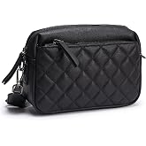 Alldaily Small Triple Zip Crossbody Purse for Women, Vegan Leather Phone Bag with Wide Shoulder Strap
