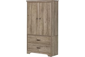 South Shore Versa 2-Door Armoire with Drawers, Weathered Oak