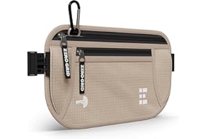ZERO GRID Money Belt for Secure Travel - RFID Blocking Slim Passport Holder - Hidden Waist Pouch for Cash, Credit Cards, Documents - Concealable Under Clothes, Water-Resistant Slim Fanny Pack for Men and Women