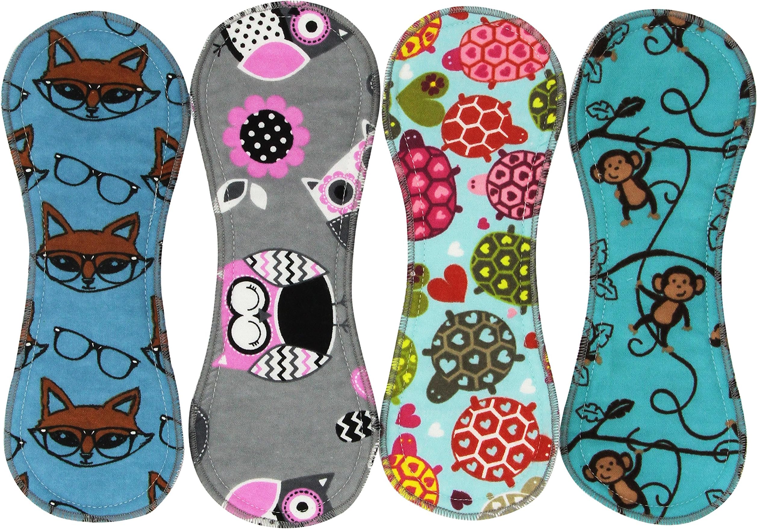 Bamboo & Cotton/PUL Menstrual Pads- Cloth Reusable (Set of 10-2 Sizes) Assorted Colors