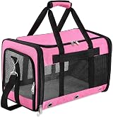 GRTLPOK Soft Sided Cat Dog Carrier Bag Pink M Airline Approved 17 lbs